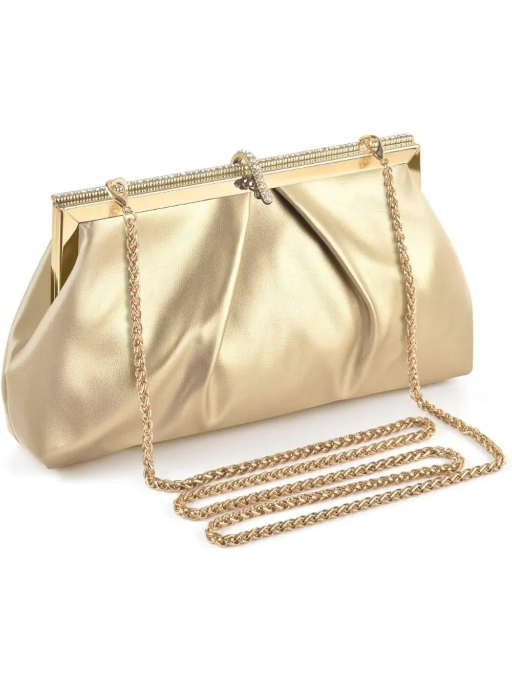 Women's Gold Pu Leather Clutch Purse For Formal Evening Shoulder Party Bag